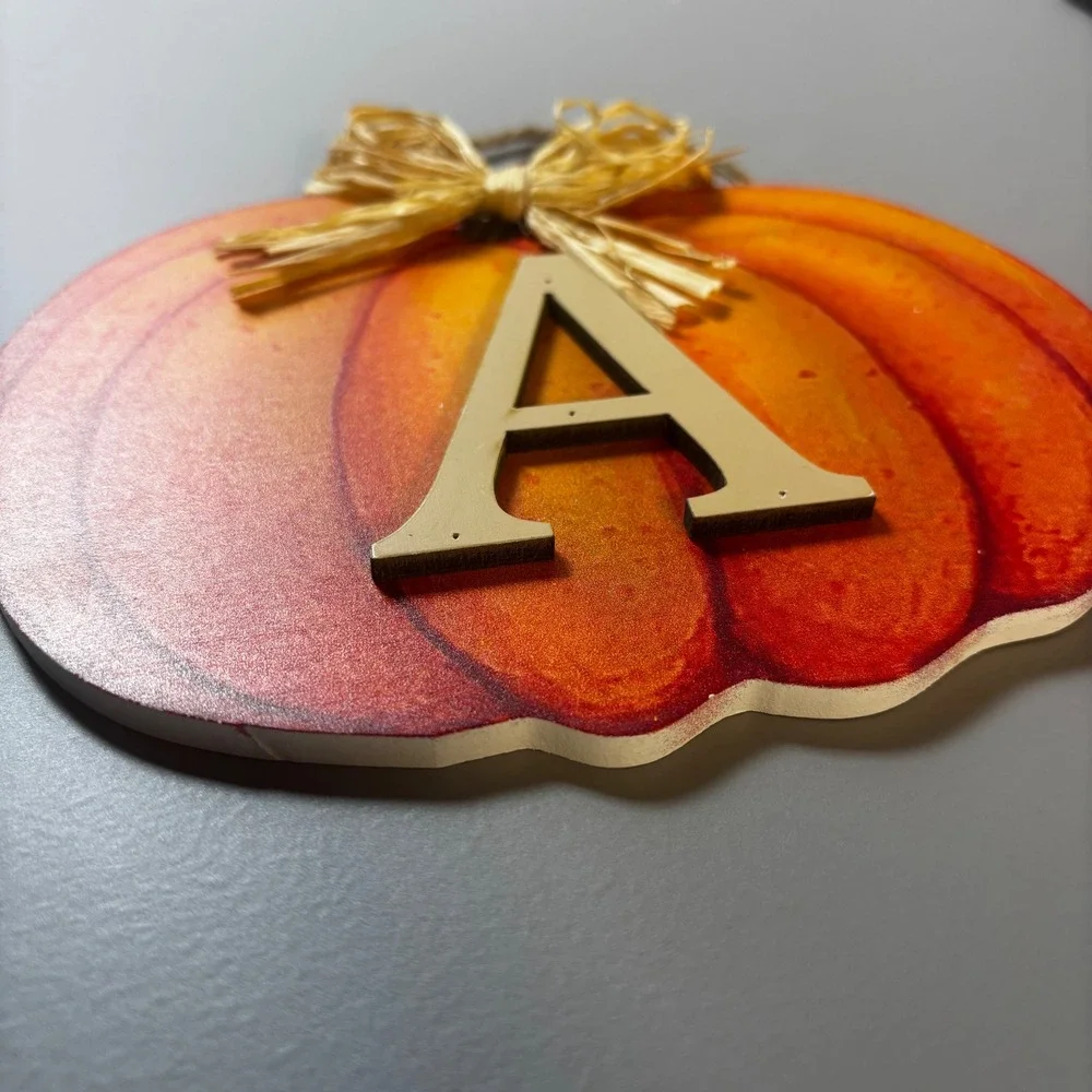 Fall Pumpkin Patch Letter Wall Decor Orange Raffia‎ Bow Autumn